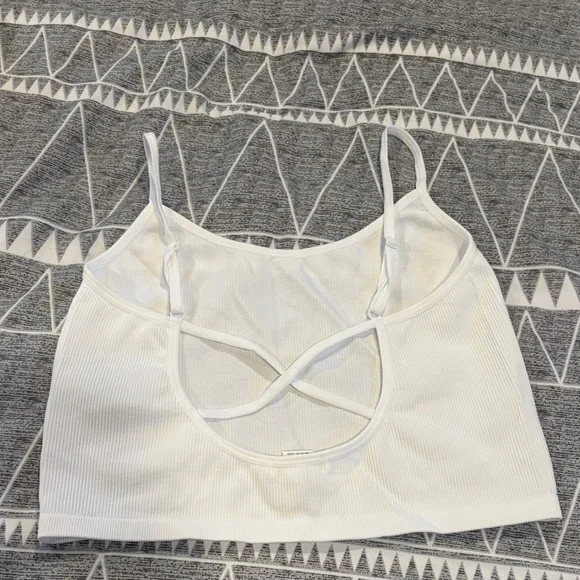 White Ribbed Crop Top - Picture 2 of 5